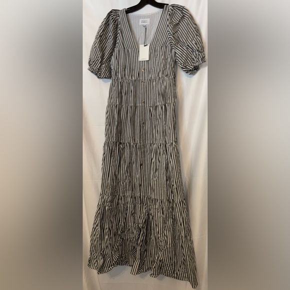 Bird & Knoll Stripe Tiered Linen MIDI